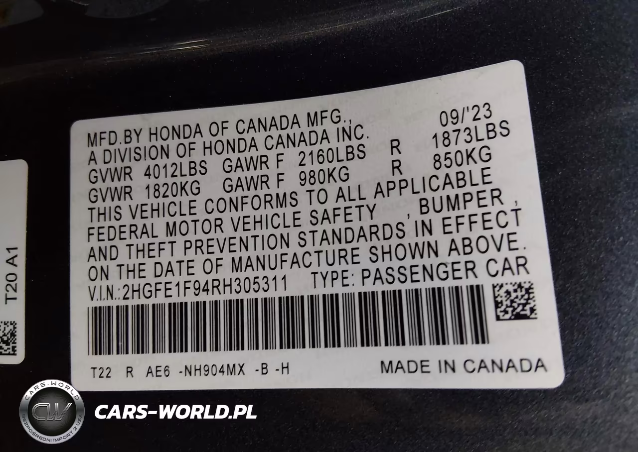 2024 Honda Civic Touring VIN:2HGFE1F94RH305311 - 9