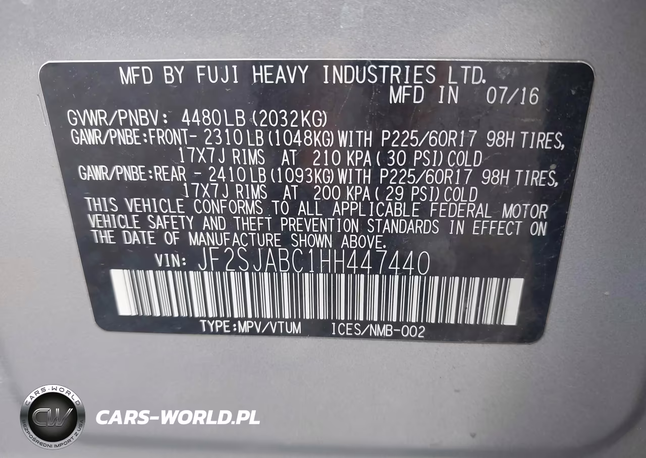 2017 Subaru Forester 2.5I VIN:JF2SJABC1HH447440 - 9