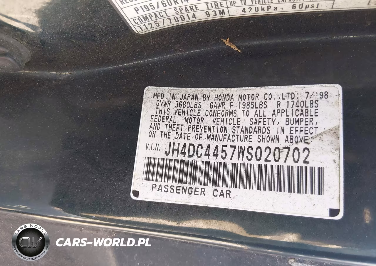 1998 Acura Integra Ls VIN:JH4DC4457WS020702 - 9