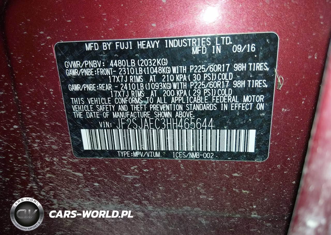 2017 Subaru Forester 2.5I Premium VIN:JF2SJAEC3HH465644 - 9