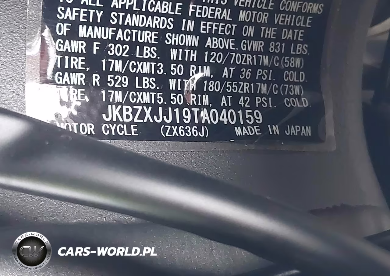 2026 Kawasaki Zx636 K VIN:JKBZXJJ19TA040159 - 10