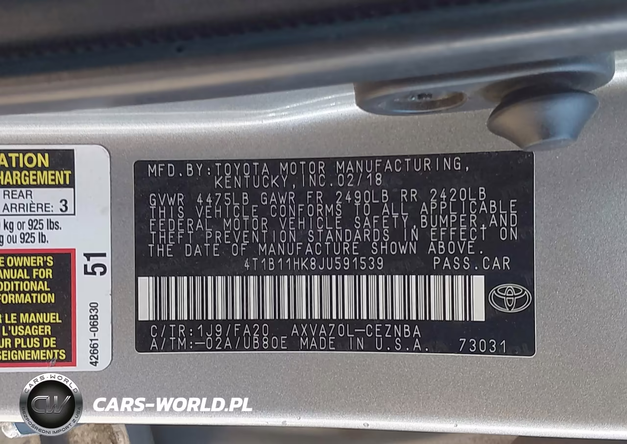 2018 Toyota Camry Le VIN:4T1B11HK8JU591539 - 9