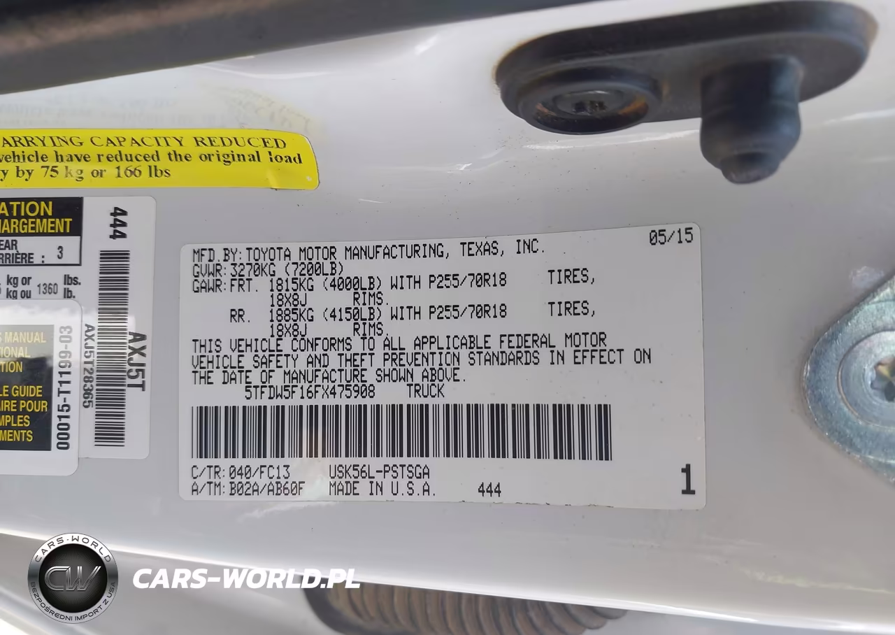2015 Toyota Tundra Sr5 5.7L V8 VIN:5TFDW5F16FX475908 - 9