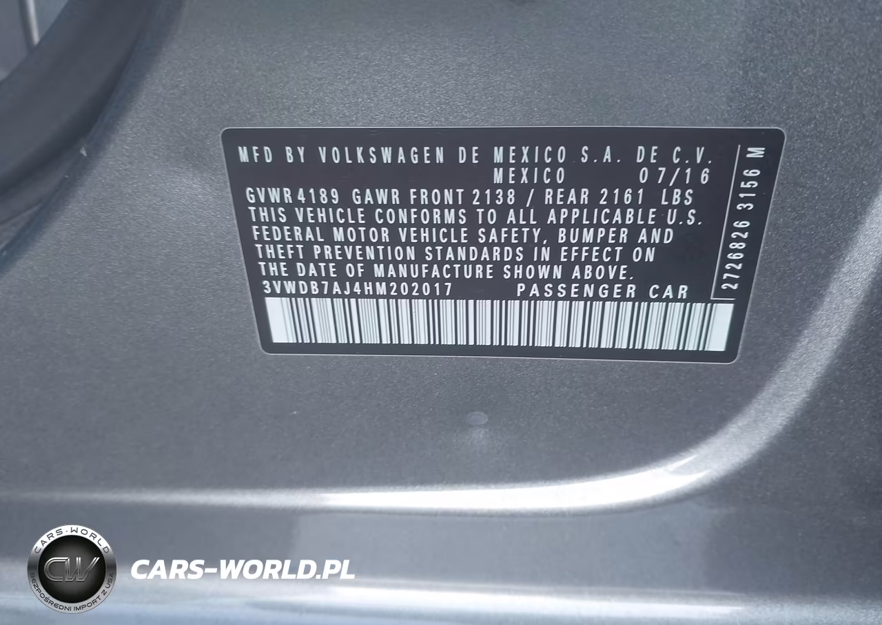2017 Volkswagen Jetta 1.4T Se VIN:3VWDB7AJ4HM202017 - 9