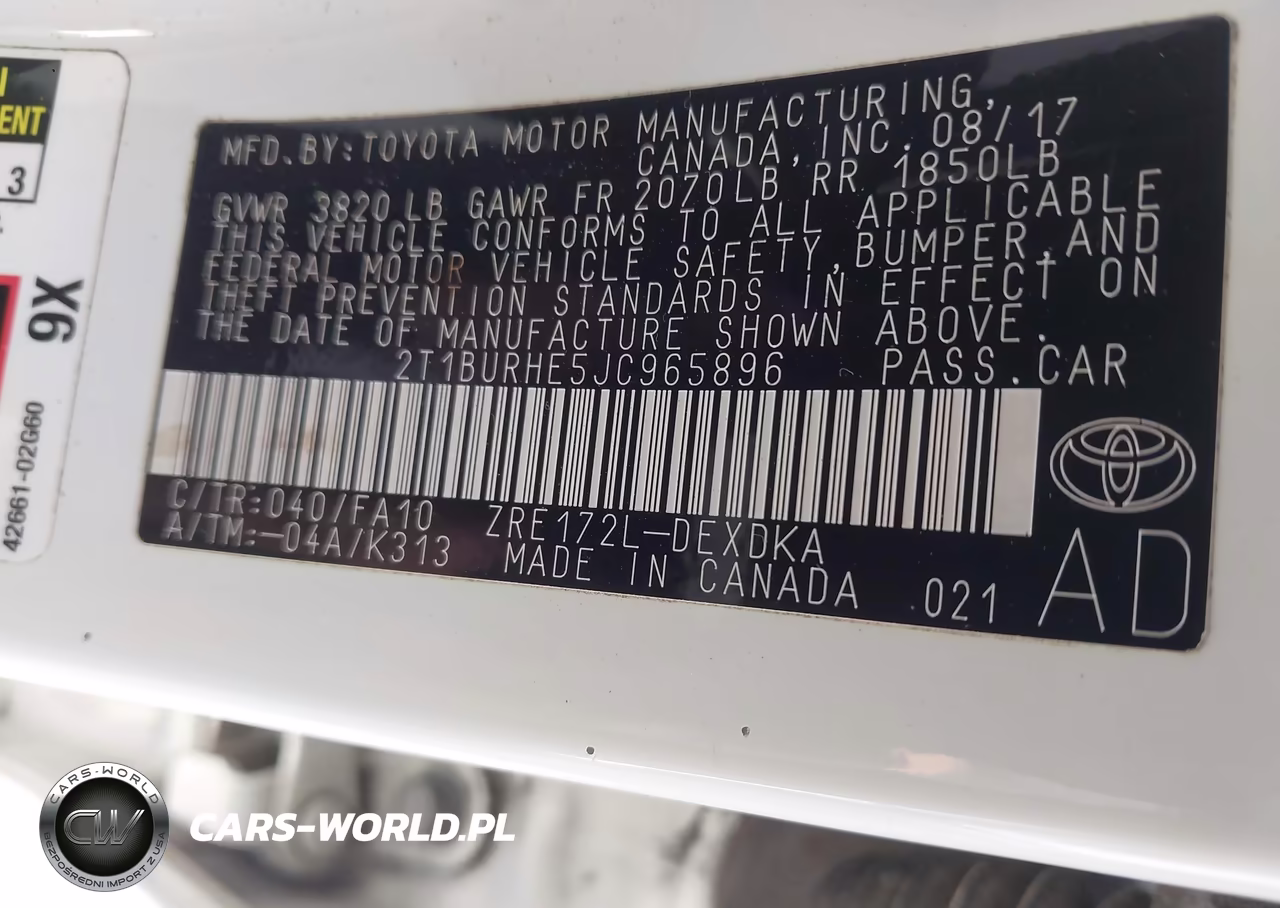 2018 Toyota Corolla L VIN:2T1BURHE5JC965896 - 9