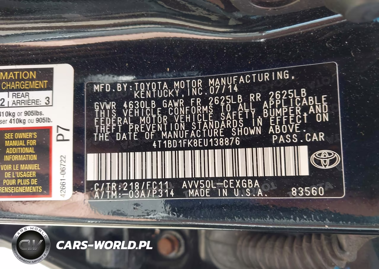 2014 Toyota Camry Hybrid Xle VIN:4T1BD1FK8EU138876 - 9