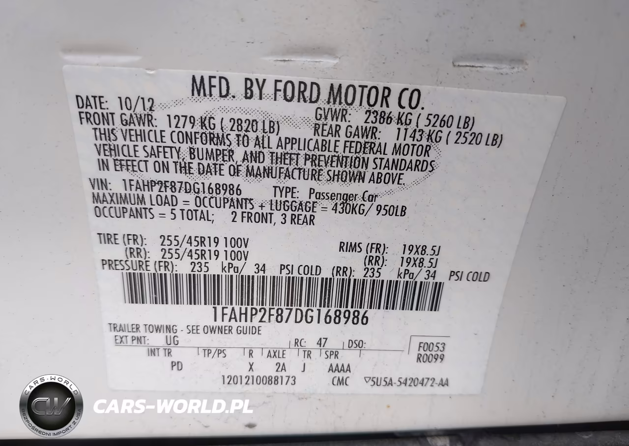 2013 Ford Taurus Limited VIN:1FAHP2F87DG168986 - 9