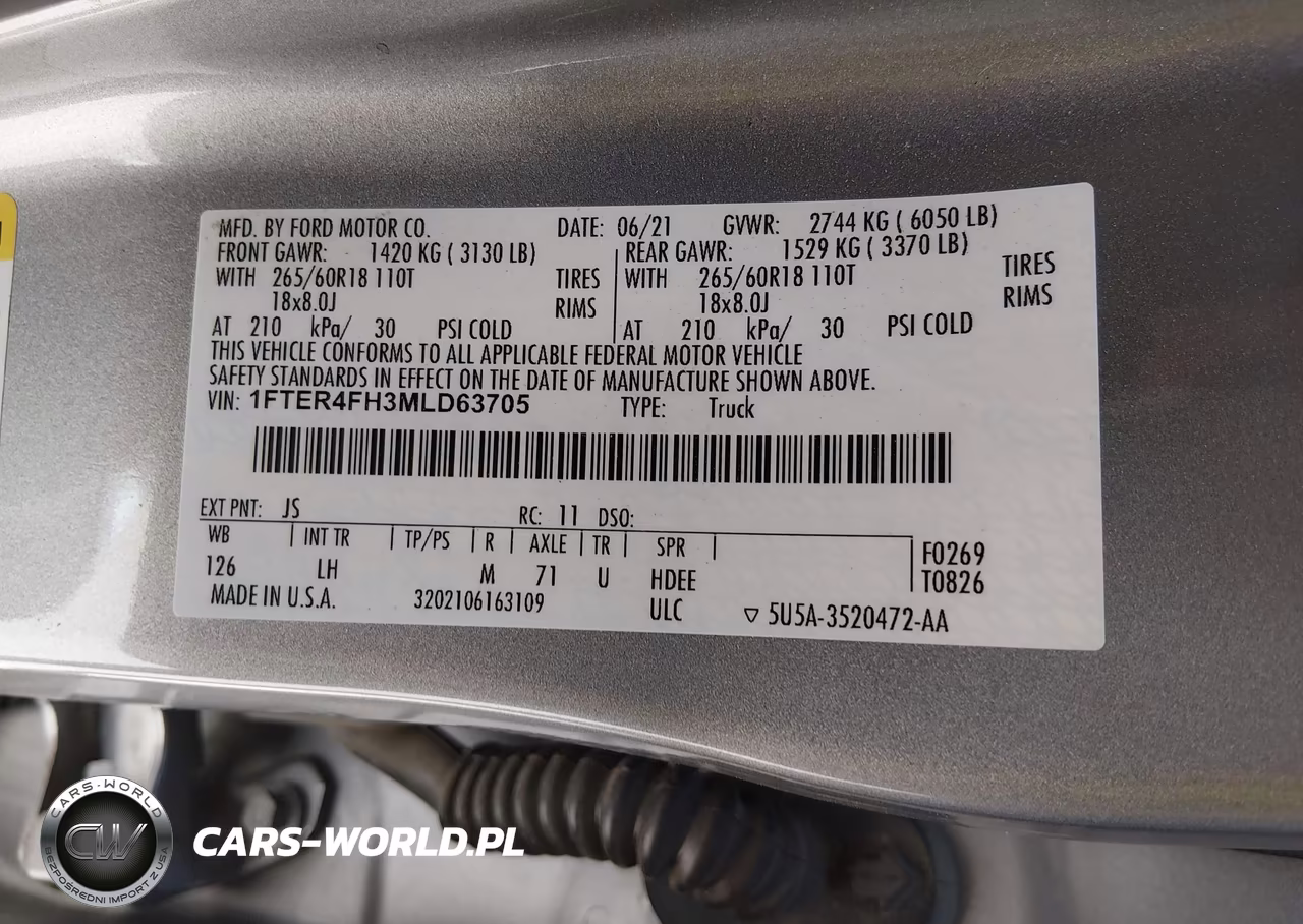 2021 Ford Ranger Xl VIN:1FTER4FH3MLD63705 - 9