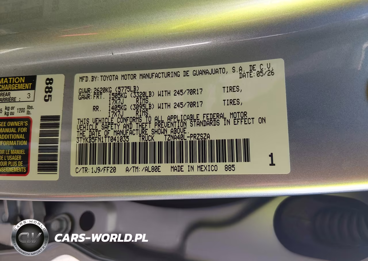 2026 Toyota Tacoma Sr5 VIN:3TYKB5FN1TT041035 - 9