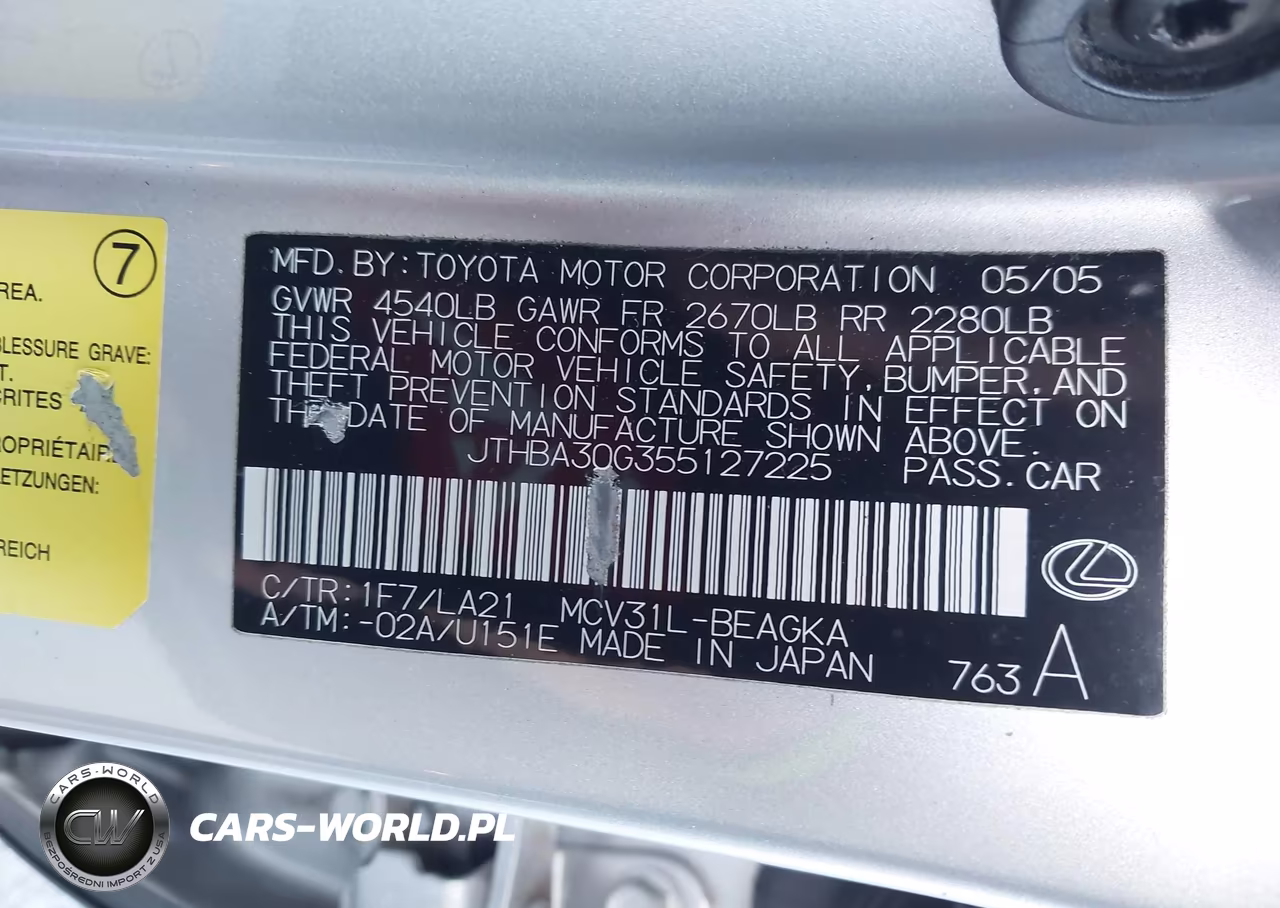 2005 Lexus Es 330 VIN:JTHBA30G355127225 - 9