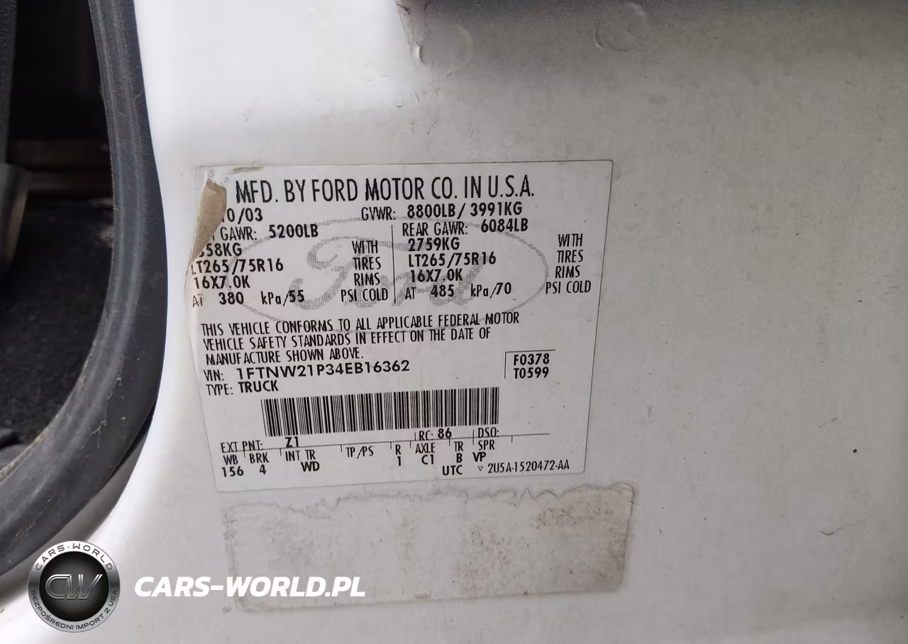2004 Ford F-250 Lariat-Xl-Xlt VIN:1FTNW21P34EB16362 - 9