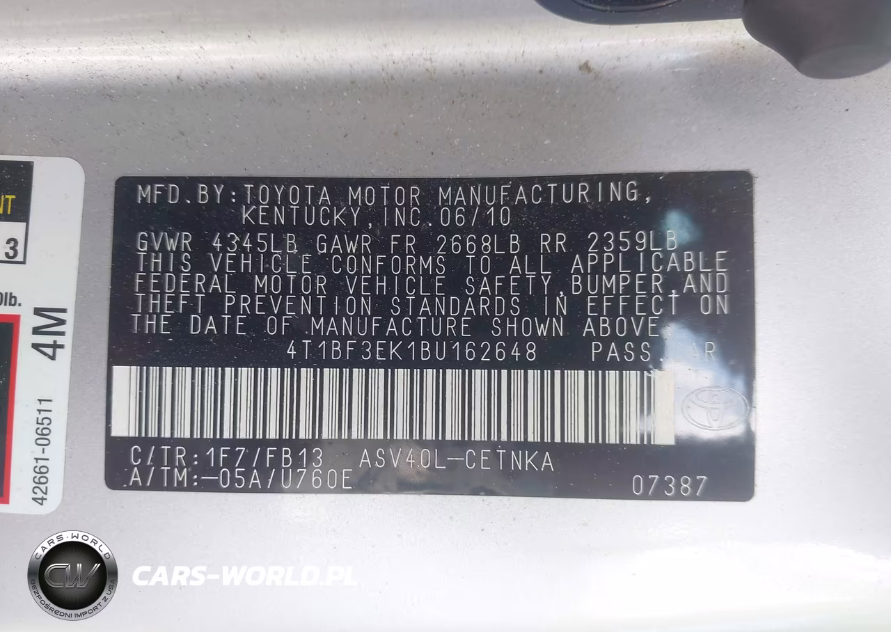 2011 Toyota Camry Le VIN:4T1BF3EK1BU162648 - 9