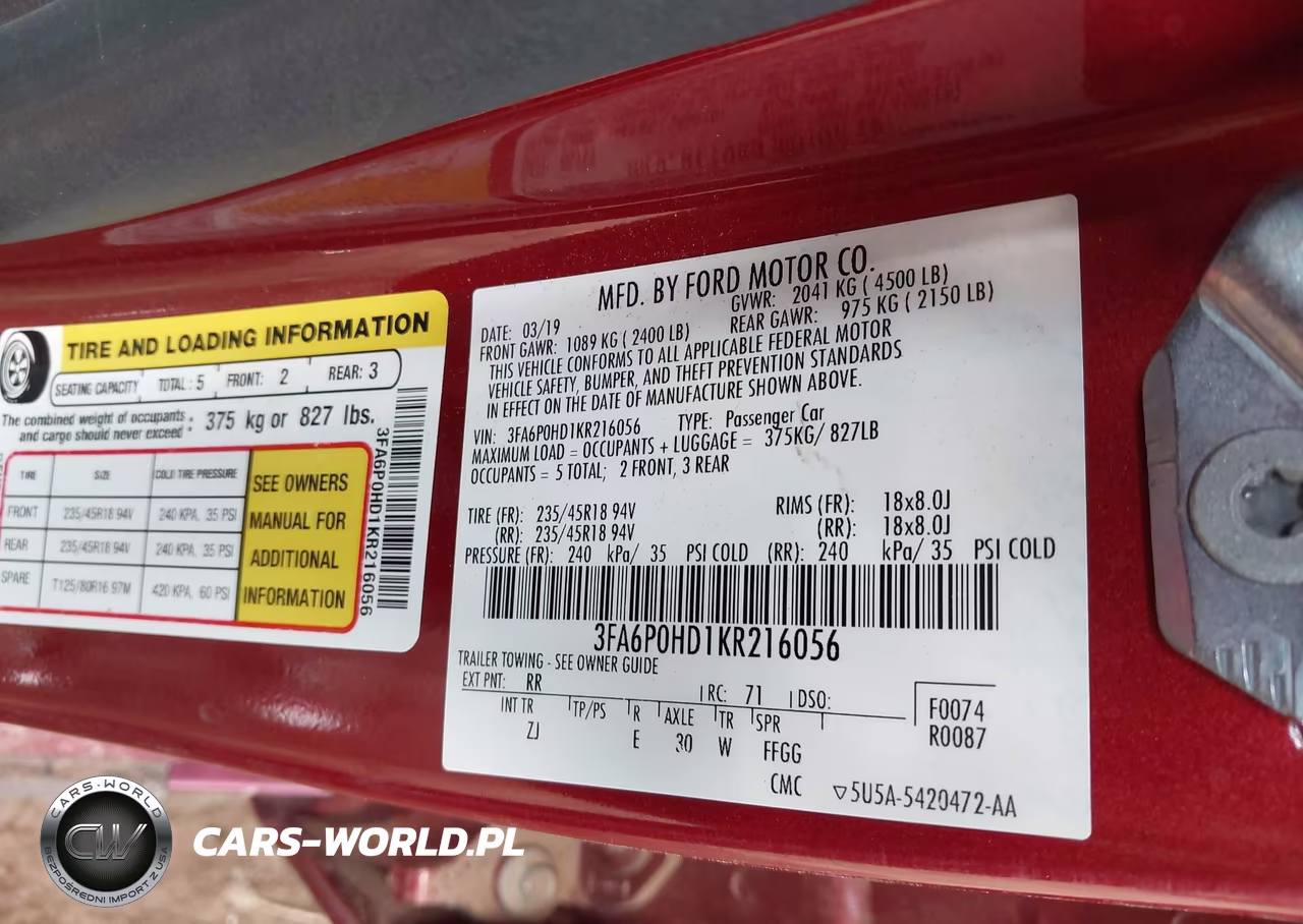 2019 Ford Fusion Se VIN:3FA6P0HD1KR216056 - 9