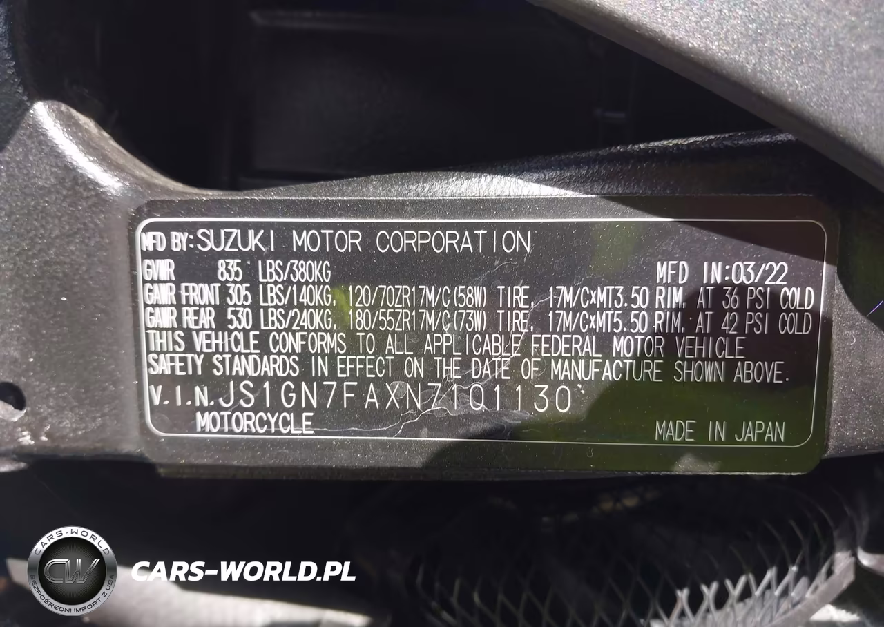 2022 Suzuki Gsx-R600 VIN:JS1GN7FAXN7101130 - 10