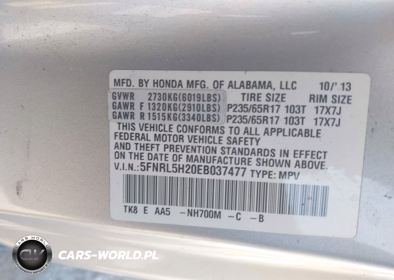 2014 Honda Odyssey Lx VIN:5FNRL5H20EB037477 - 9