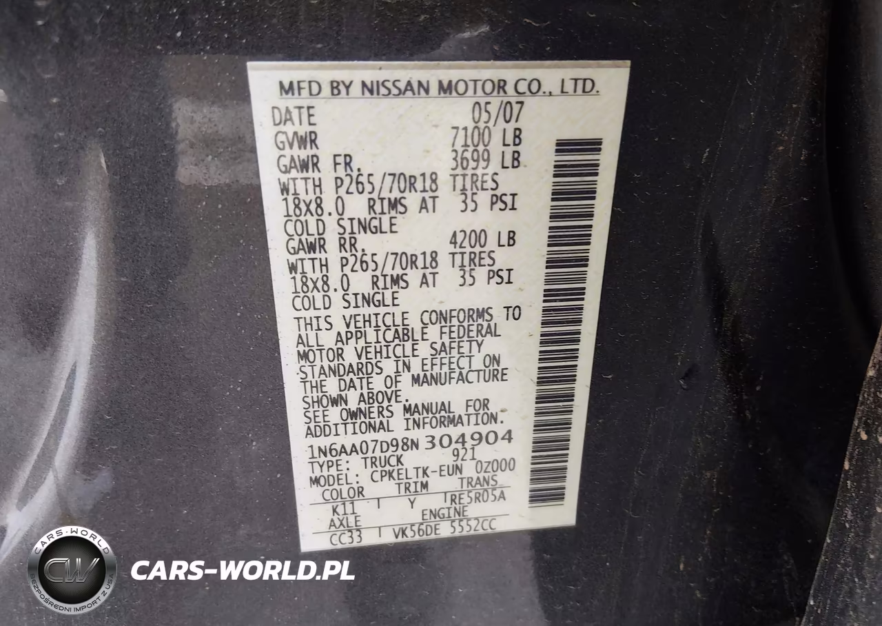 2008 Nissan Titan Se VIN:1N6AA07D98N304904 - 9