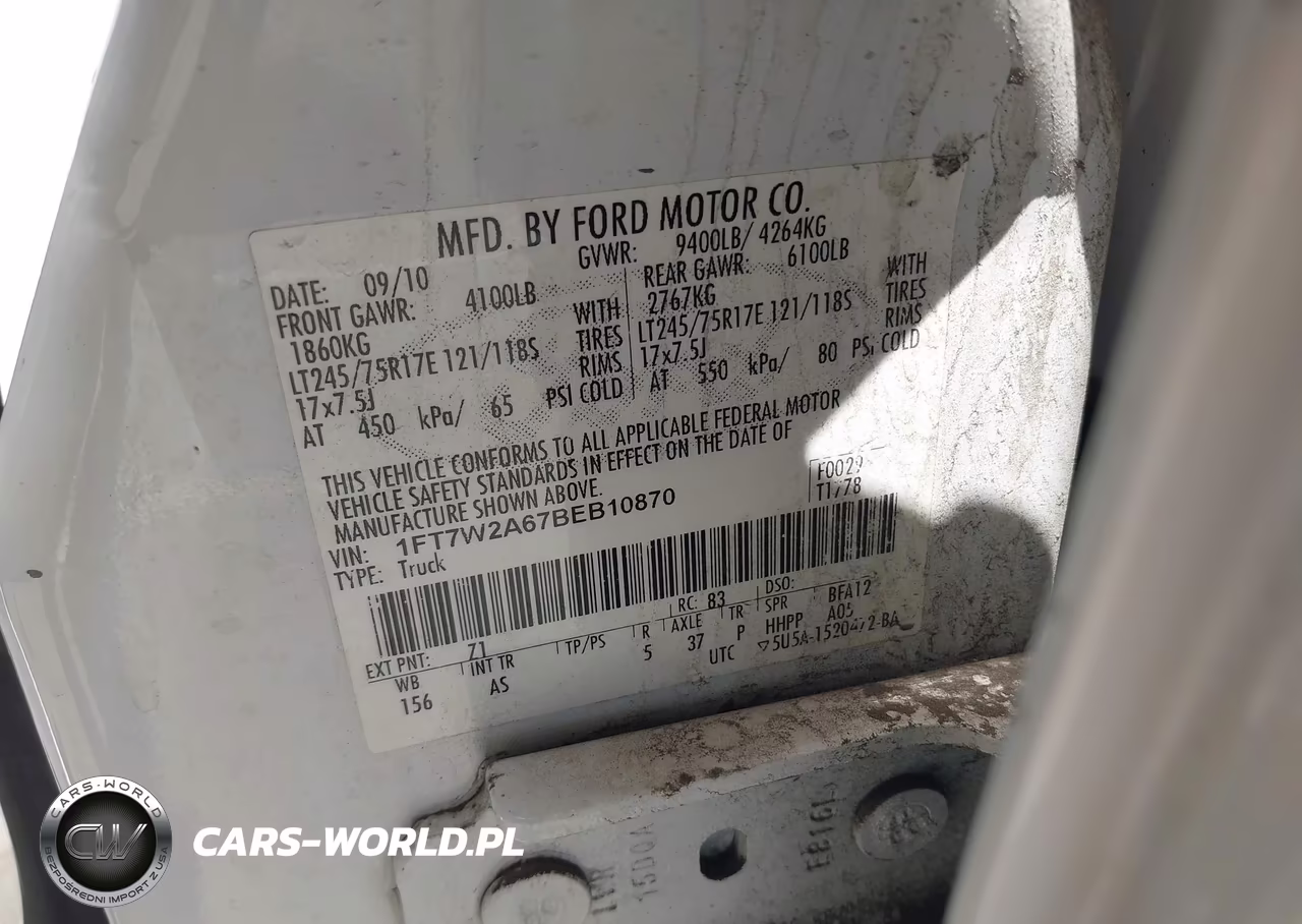 2011 Ford F-250 Xl VIN:1FT7W2A67BEB10870 - 9