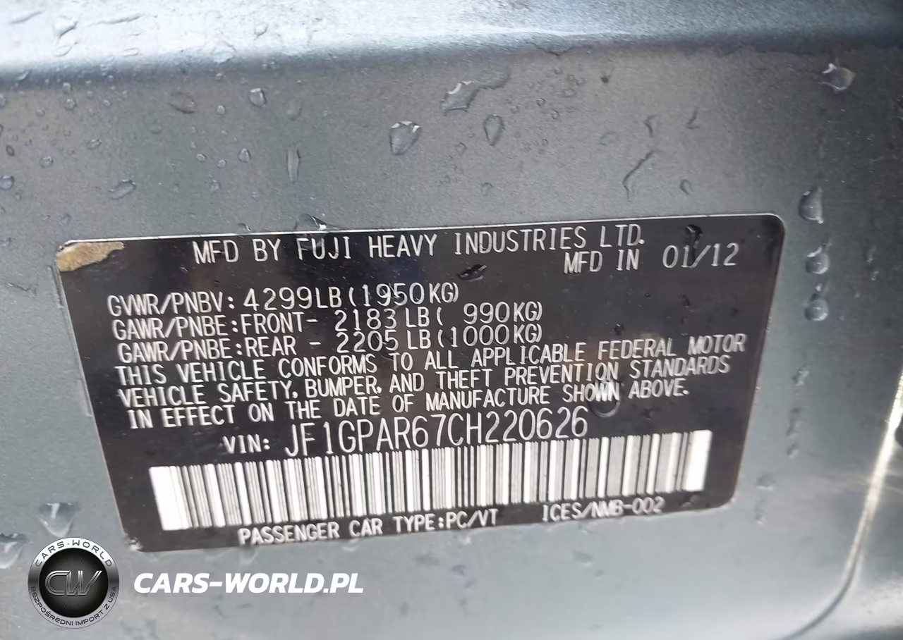 2012 Subaru Impreza 2.0I Sport Limited VIN:JF1GPAR67CH220626 - 9