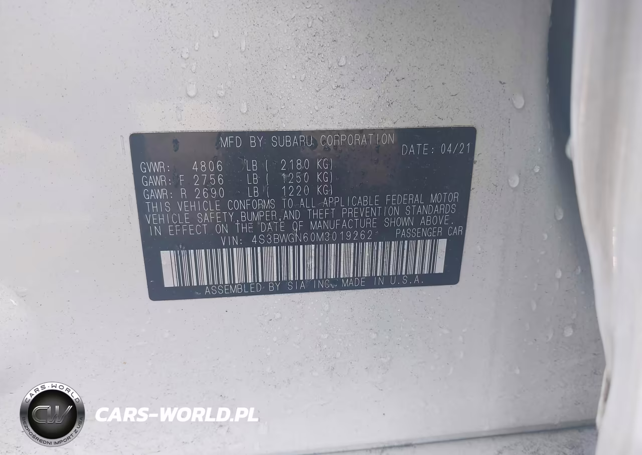 2021 Subaru Legacy Limited Xt VIN:4S3BWGN60M3019262 - 9