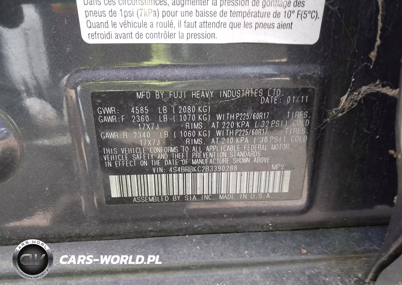 2011 Subaru Outback 2.5I Limited VIN:4S4BRBKC2B3390288 - 9
