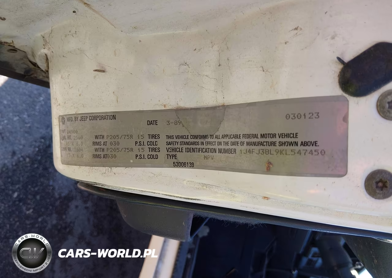 1989 Jeep Cherokee Pioneer VIN:1J4FJ38L9KL547450 - 9