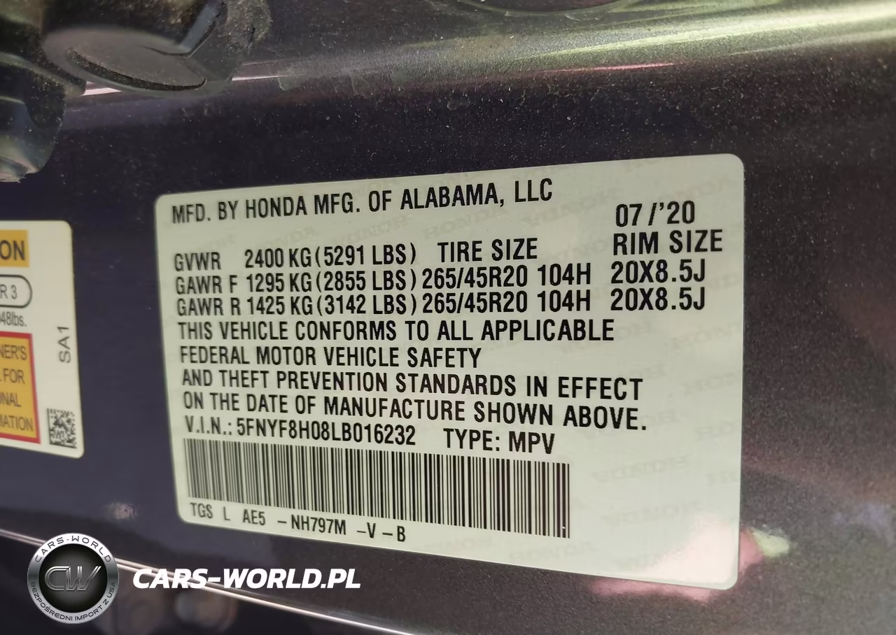 2020 Honda Passport Awd Elite VIN:5FNYF8H08LB016232 - 9