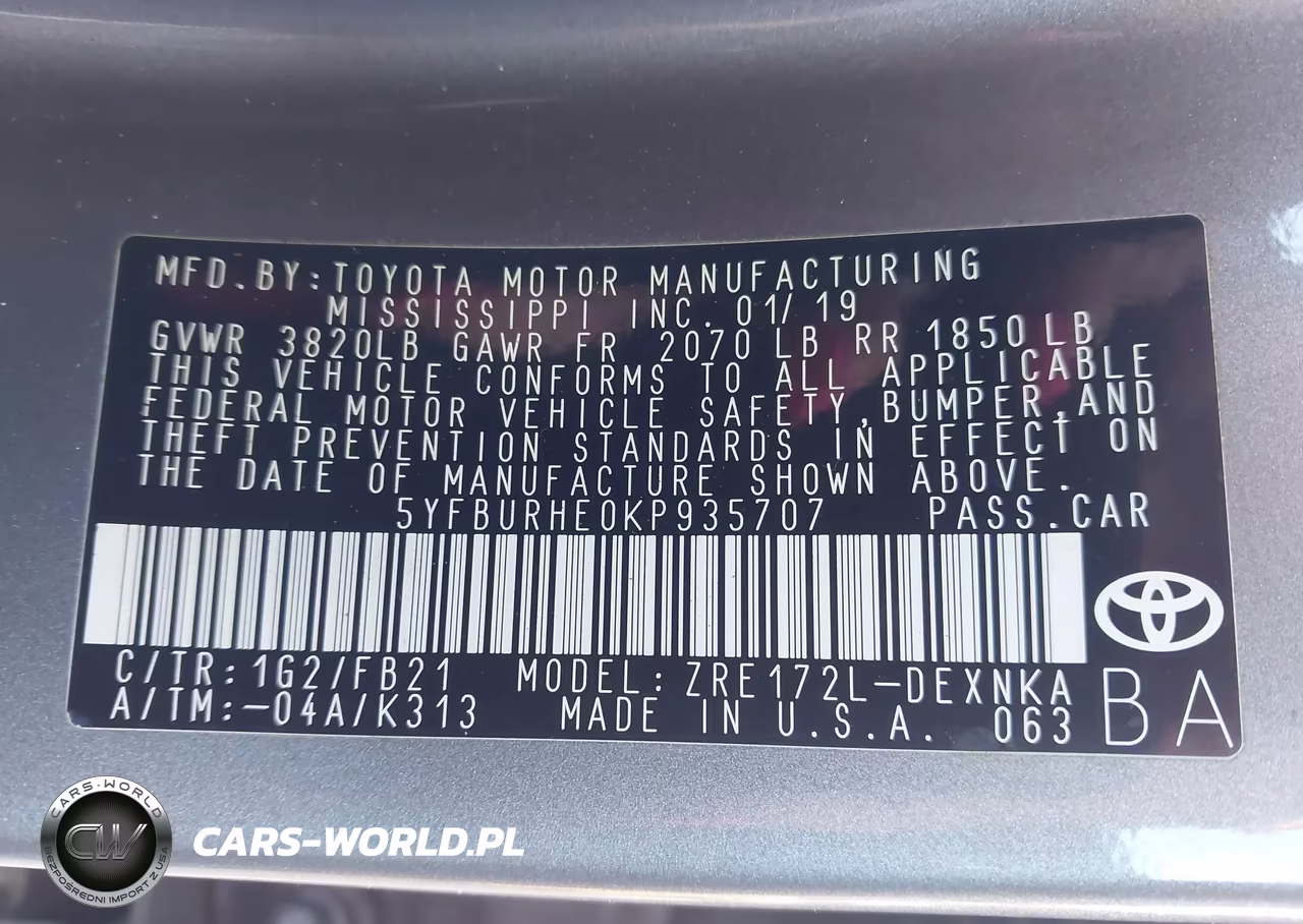 2019 Toyota Corolla Le VIN:5YFBURHE0KP935707 - 9