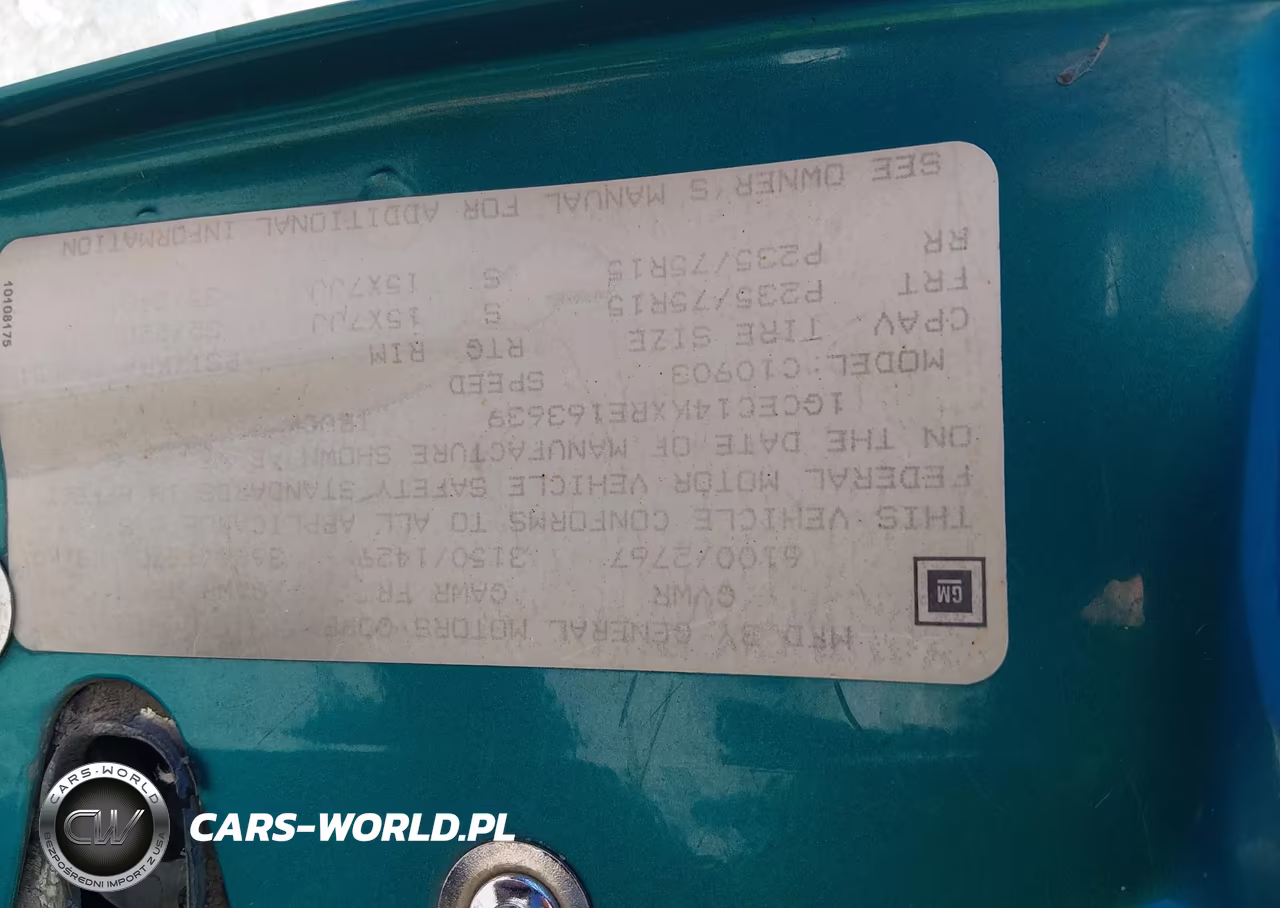 1994 Chevrolet Gmt-400 C1500 VIN:1GCEC14KXRE163639 - 9