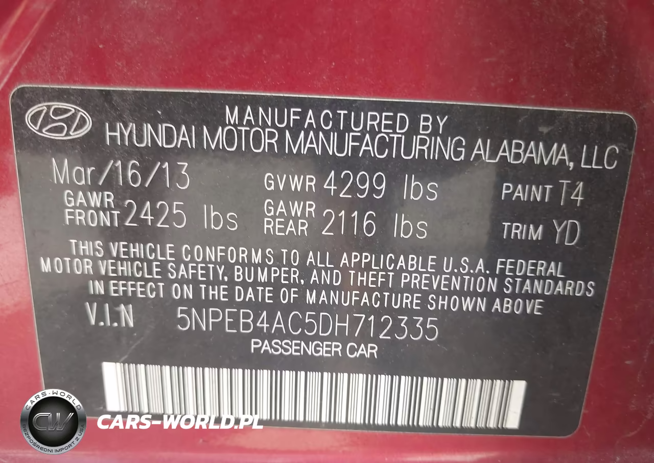 2013 Hyundai Sonata Gls VIN:5NPEB4AC5DH712335 - 9