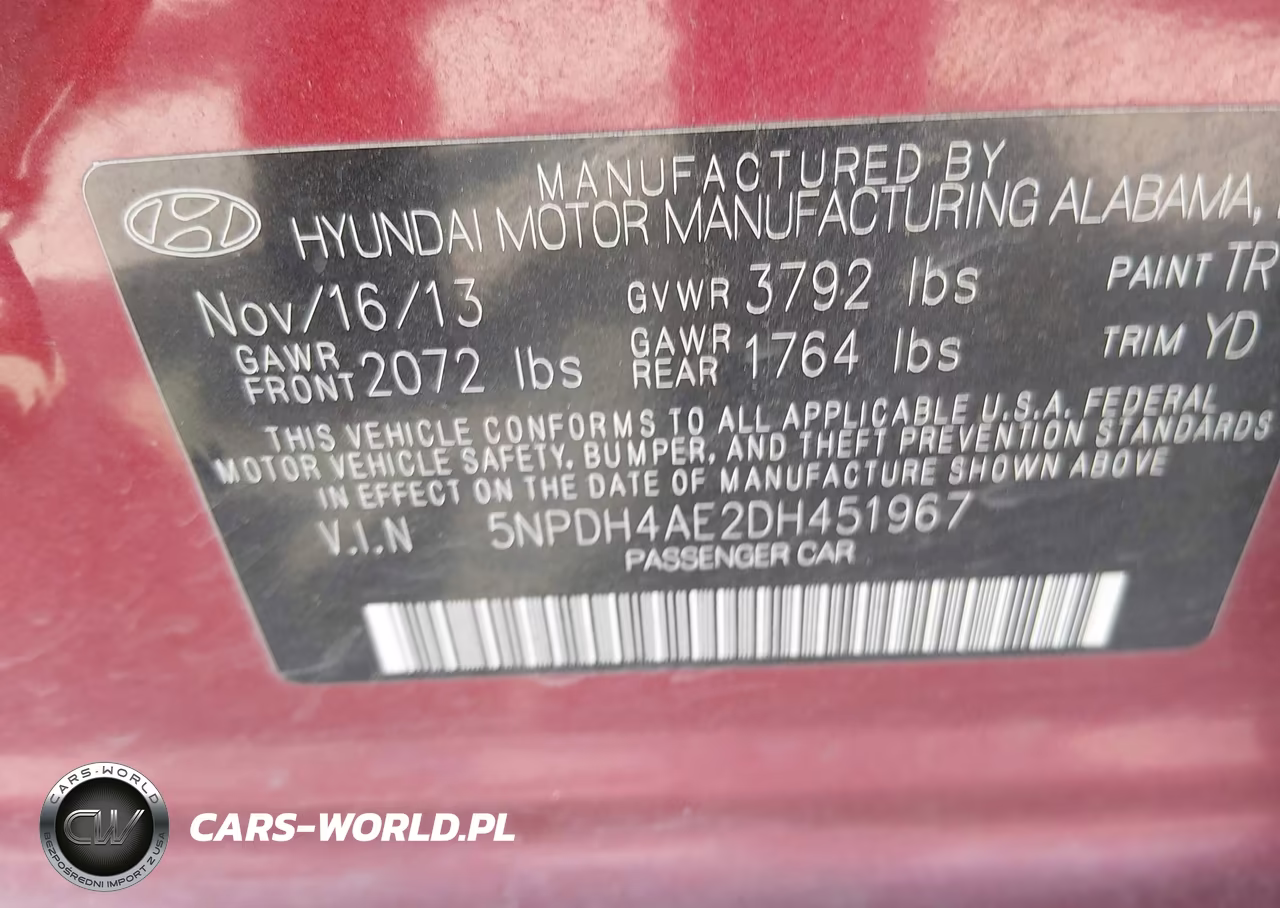 2013 Hyundai Elantra Gls VIN:5NPDH4AE2DH451967 - 8