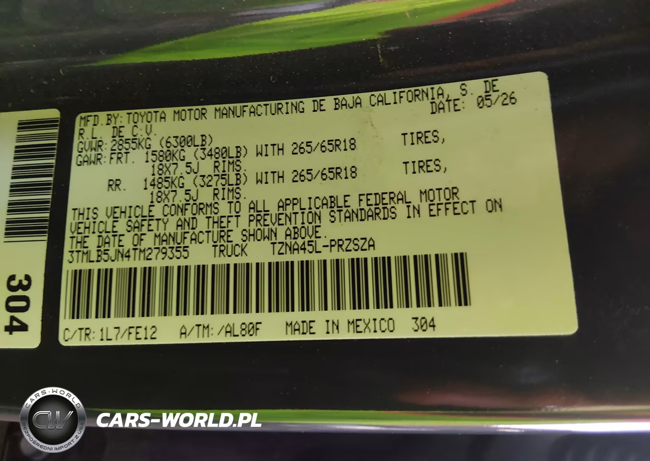 2026 Toyota Tacoma Trd Sport VIN:3TMLB5JN4TM279355 - 9