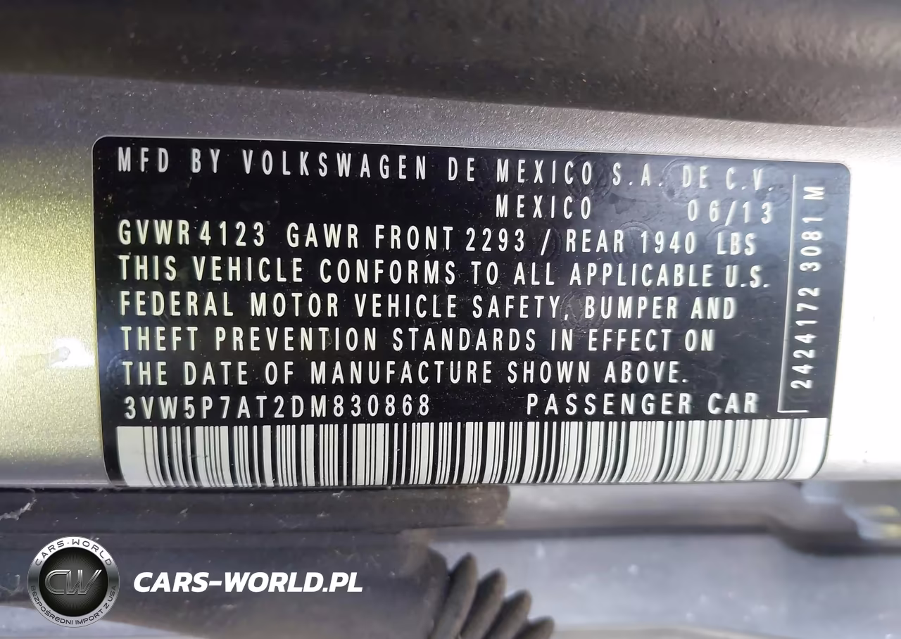 2013 Volkswagen Beetle 2.5L VIN:3VW5P7AT2DM830868 - 9
