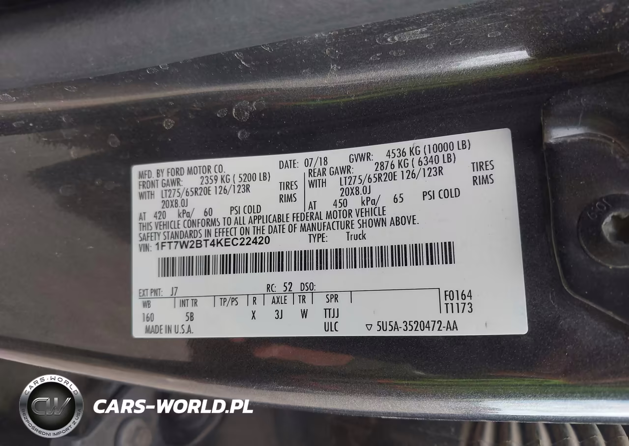 2019 Ford F-250 Lariat VIN:1FT7W2BT4KEC22420 - 9
