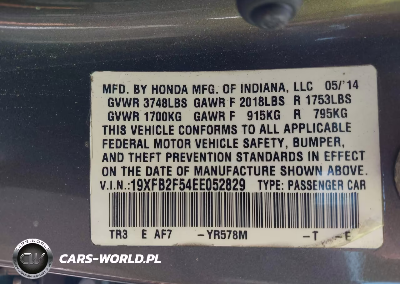 2014 Honda Civic Lx VIN:19XFB2F54EE052829 - 9