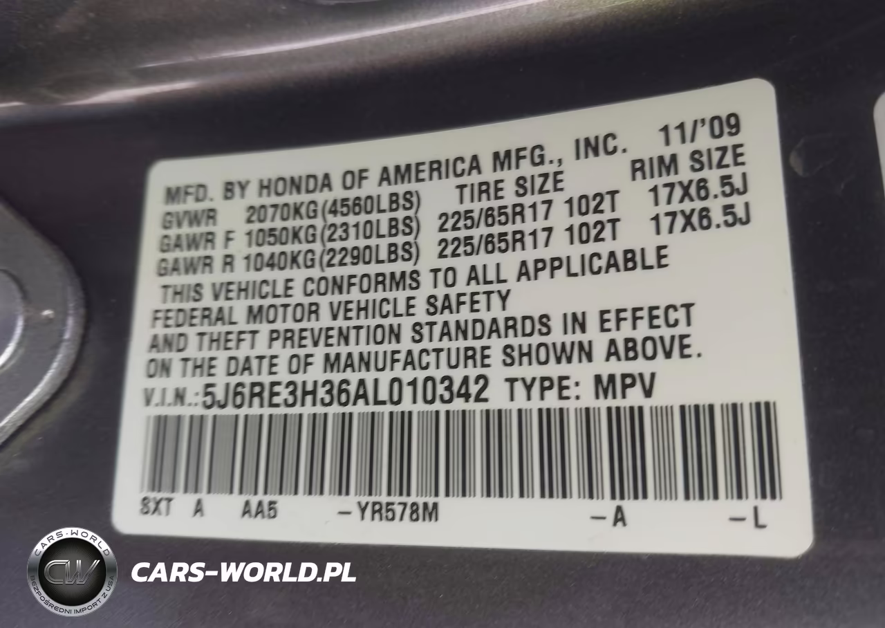 2010 Honda Cr-V Lx VIN:5J6RE3H36AL010342 - 9