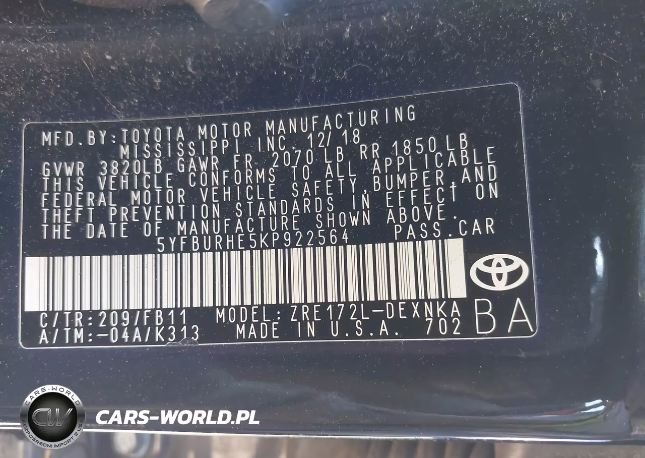 2019 Toyota Corolla Le VIN:5YFBURHE5KP922564 - 9