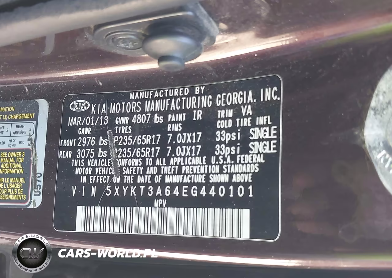 2014 Kia Sorento Lx VIN:5XYKT3A64EG440101 - 9