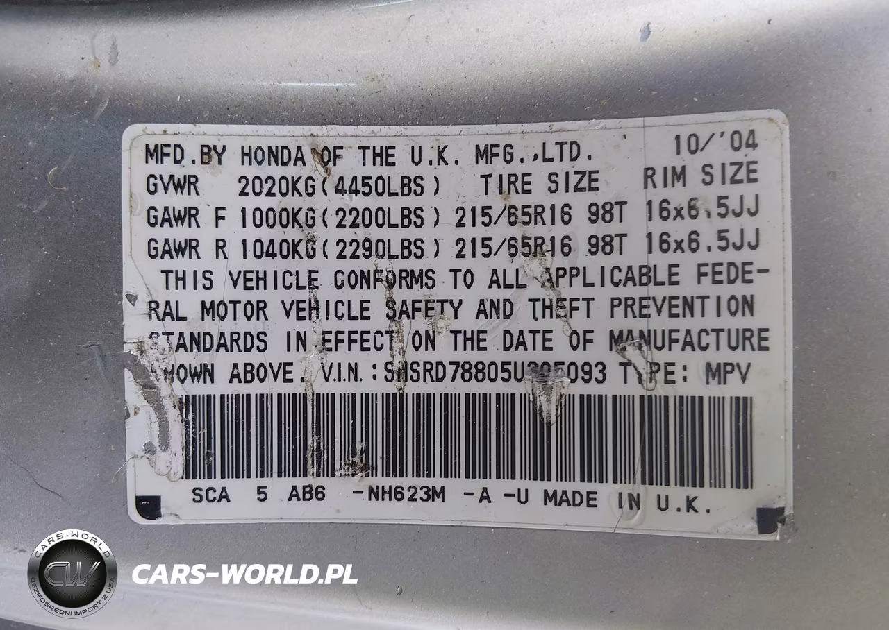 2005 Honda Cr-V Ex VIN:SHSRD78805U305093 - 9