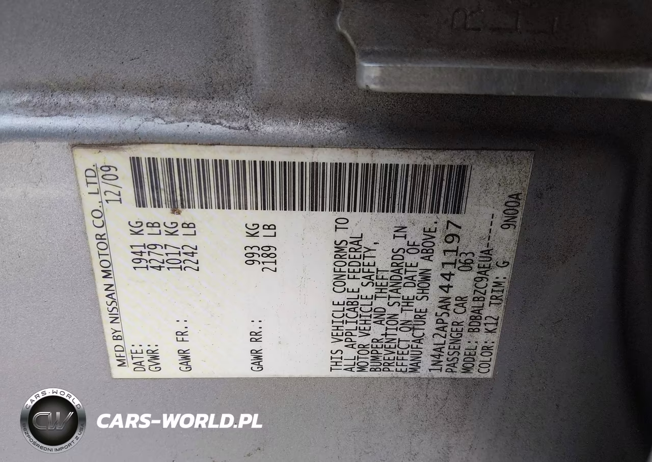 2010 Nissan Altma VIN:1N4AL2AP5AN441197 - 9