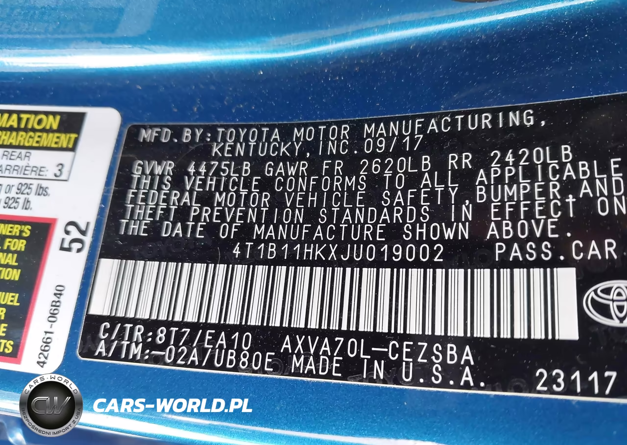 2018 Toyota Camry Se VIN:4T1B11HKXJU019002 - 9