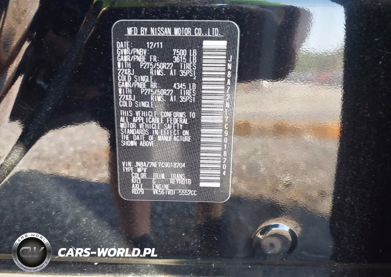 2012 Infiniti Qx56 VIN:JN8AZ2NE7C9018204 - 9