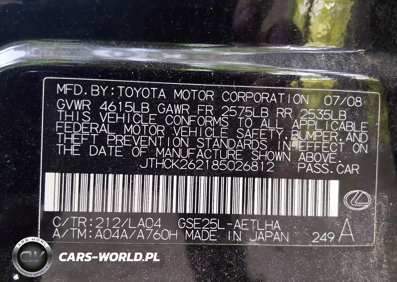 2008 Lexus Is 250 VIN:JTHCK262185026812 - 9
