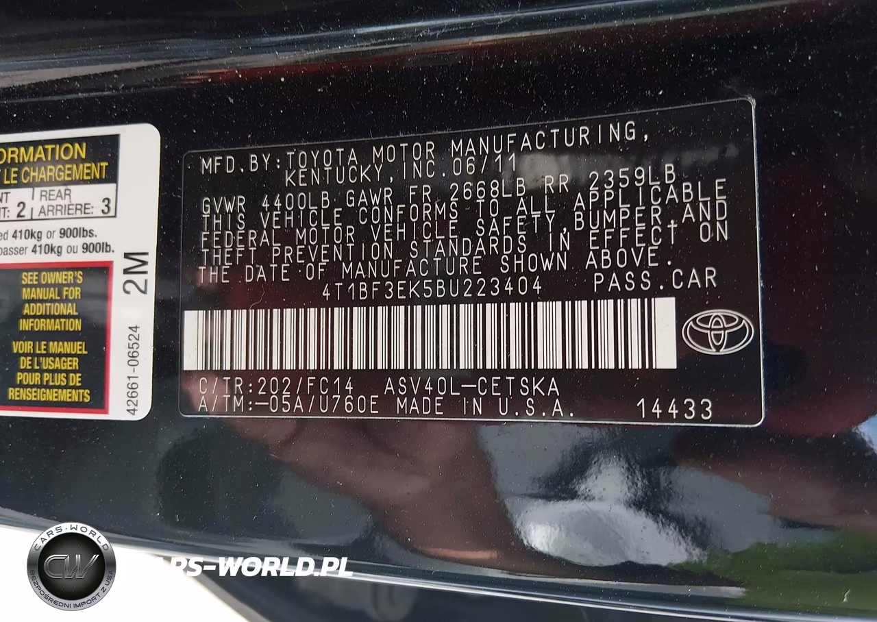 2011 Toyota Camry Se VIN:4T1BF3EK5BU223404 - 9