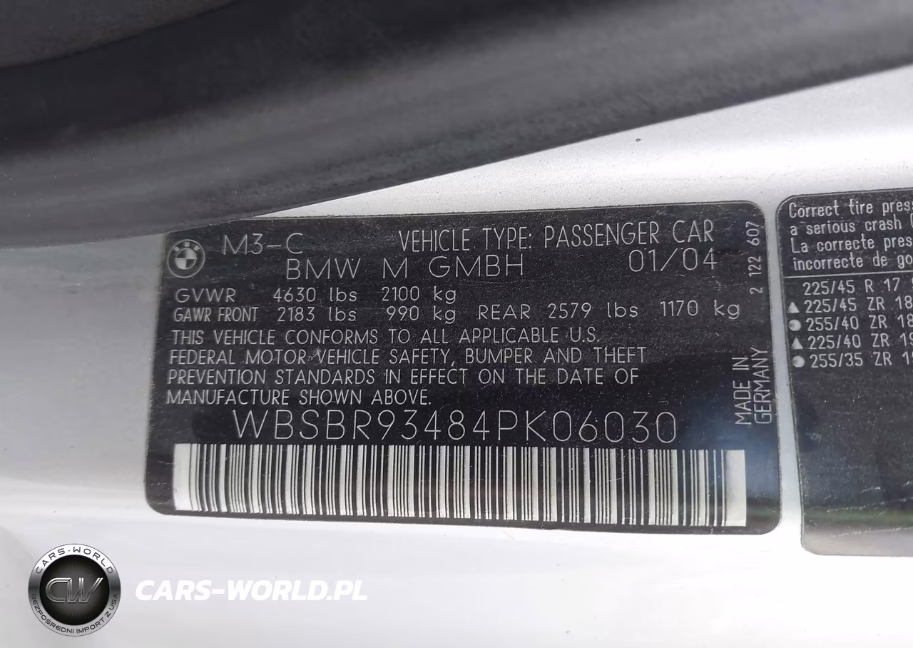 2004 BMW M3 VIN:WBSBR93484PK06030 - 9