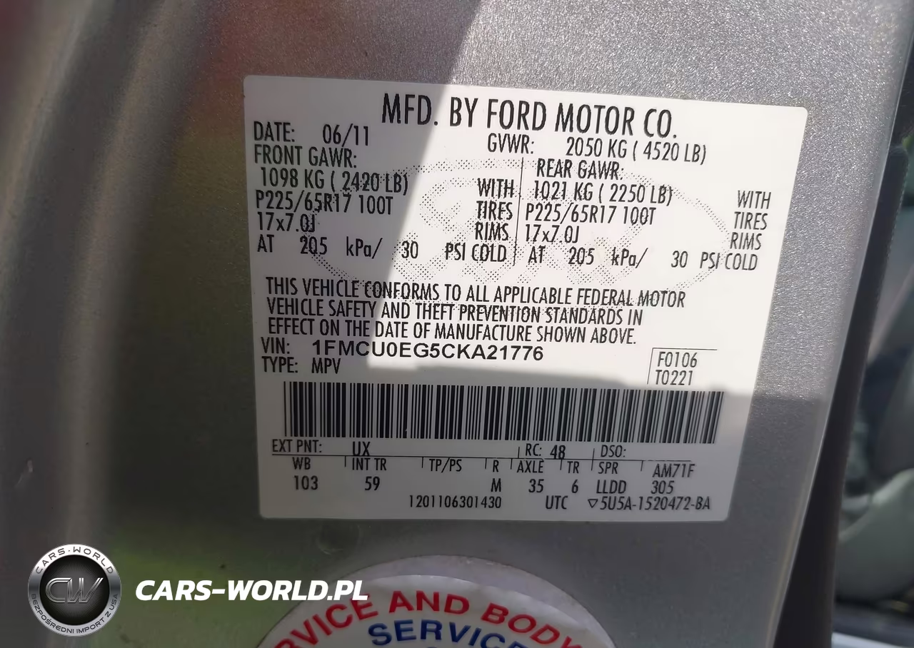 2012 Ford Escape Limited VIN:1FMCU0EG5CKA21776 - 9