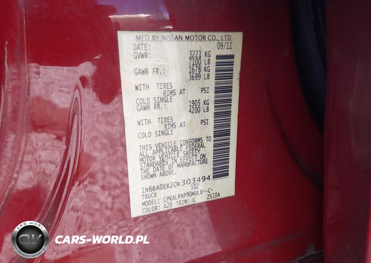2012 Nissan Titan S VIN:1N6BA0EK2CN303494 - 9