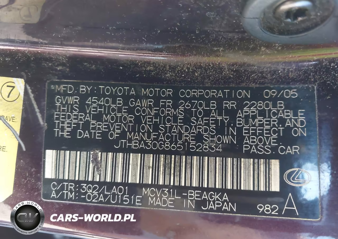 2006 Lexus Es 330 VIN:JTHBA30G865152834 - 9