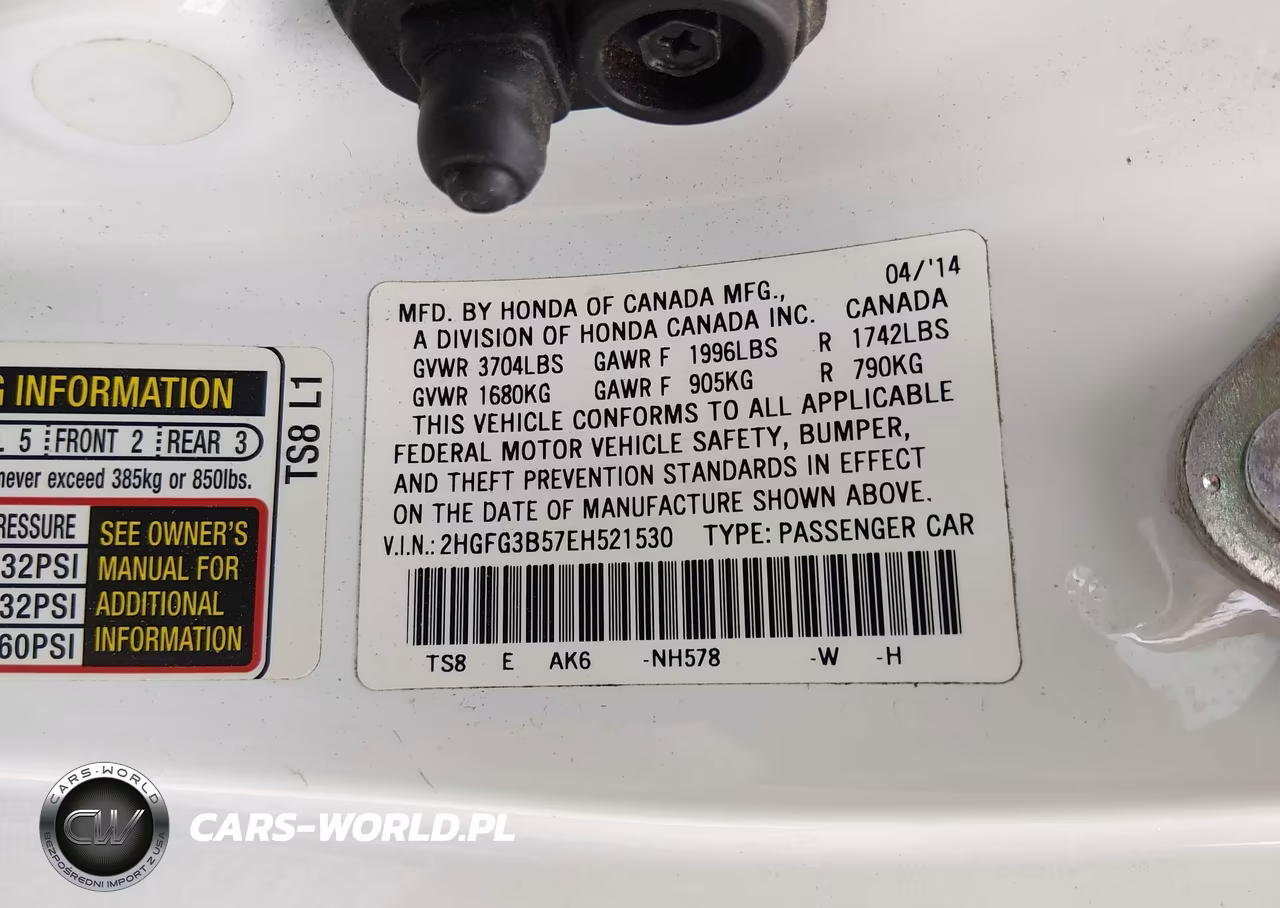 2014 Honda Civic Lx VIN:2HGFG3B57EH521530 - 9