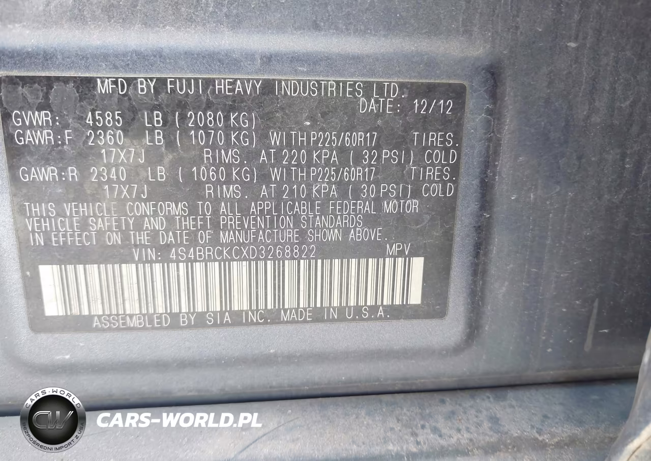 2013 Subaru Outback 2.5I Limited VIN:4S4BRCKCXD3268822 - 9