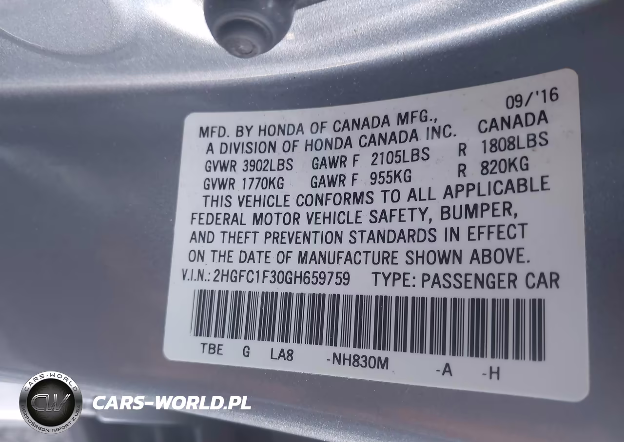 2016 Honda Civic Ex-T VIN:2HGFC1F30GH659759 - 9